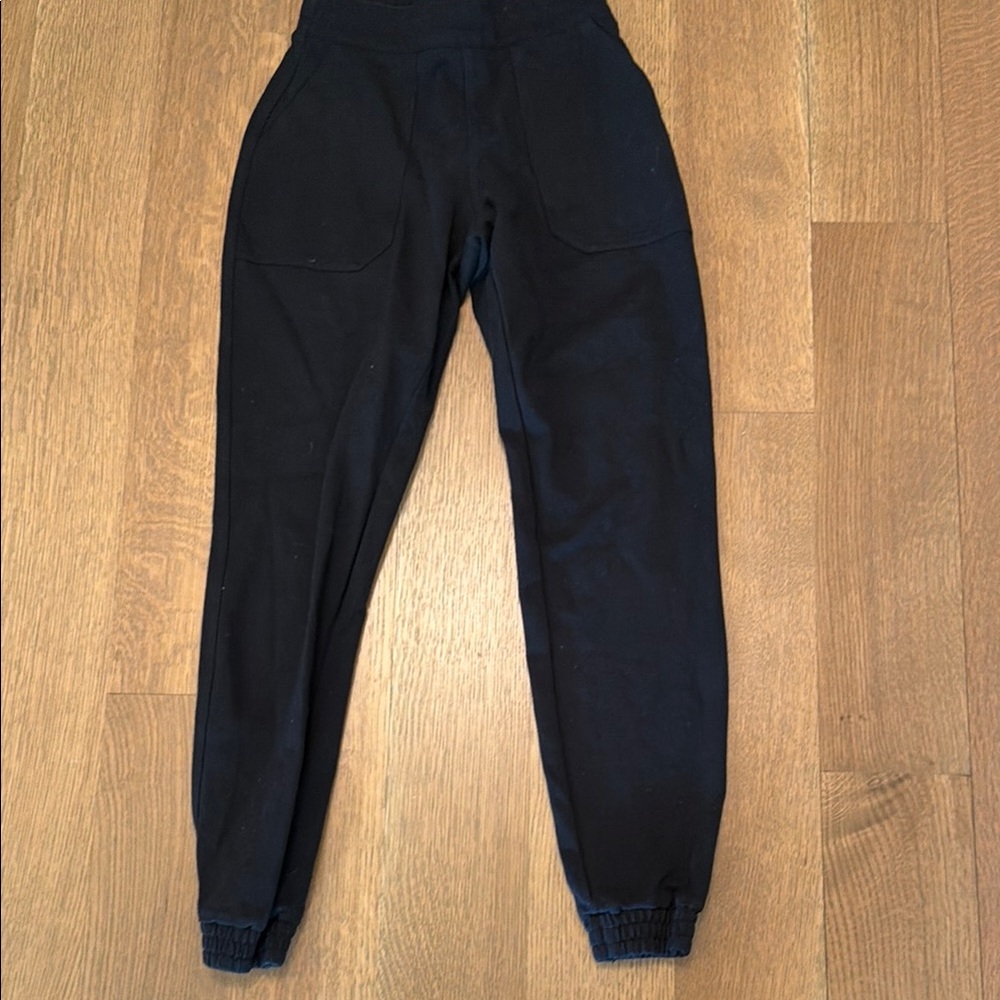 Black Ribbed Cuff Jogger Pants